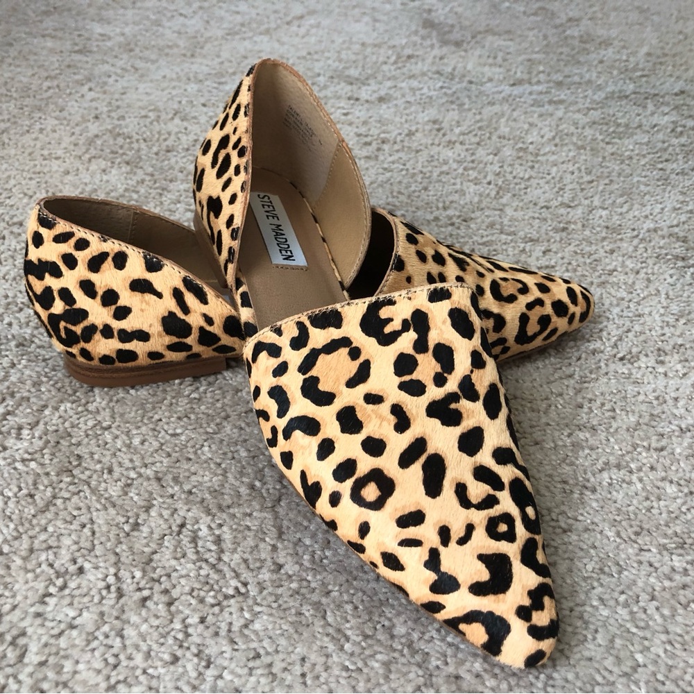 Steve Madden talent leopard printed cow hair shoes size 8M, worn ONCE!